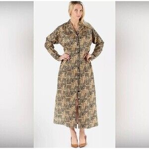 PERUVIAN CONNECTION Tribal Button Front Pima Cotton Maxi Dress sz 8